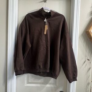 SKIMS Boyfriend Fleece Slouchy Half Zip in Espresso